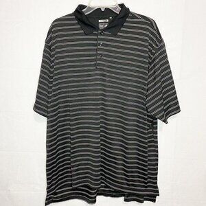 Adidas Clima Cool Golf Polo Shirt Mens XXL Striped Black Short Sleeve